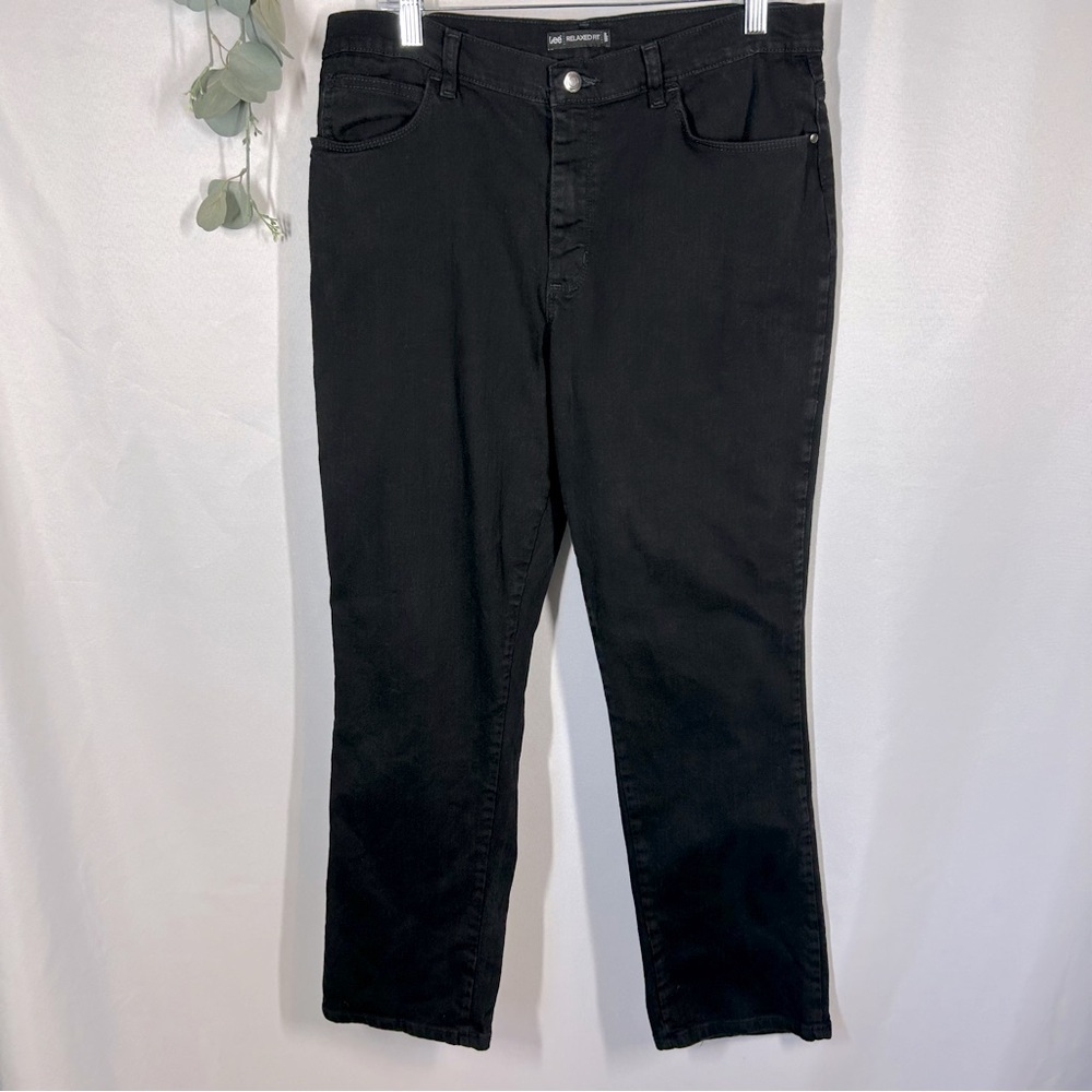 Lee | Relaxed Fit High Rise Straight Leg Black Jeans Denim Women’s Size 14